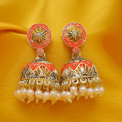 Sukkhi Lavish Oxidised Mint Collection Pearl Jhumki Earring For Women