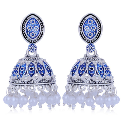 Sukkhi Elegant Oxidised Mint Collection Pearl Jhumki Earring For Women