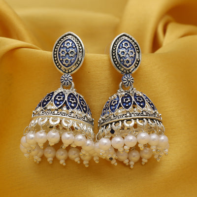 Sukkhi Elegant Oxidised Mint Collection Pearl Jhumki Earring For Women