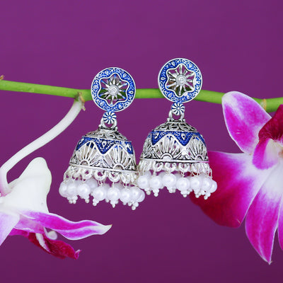 Sukkhi Exotic Oxidised Mint Collection Pearl Jhumki Earring For Women