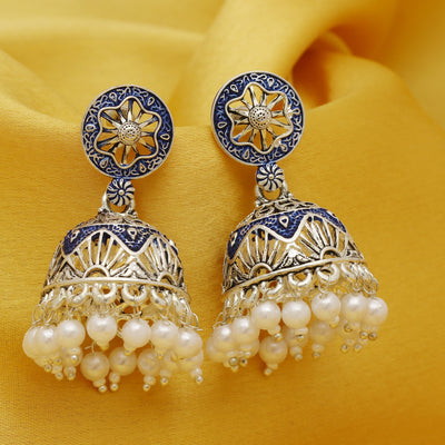 Sukkhi Exotic Oxidised Mint Collection Pearl Jhumki Earring For Women