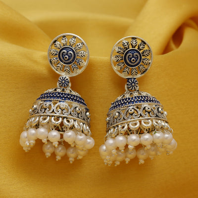 Sukkhi Fabulous Oxidised Mint Collection Pearl Jhumki Earring For Women