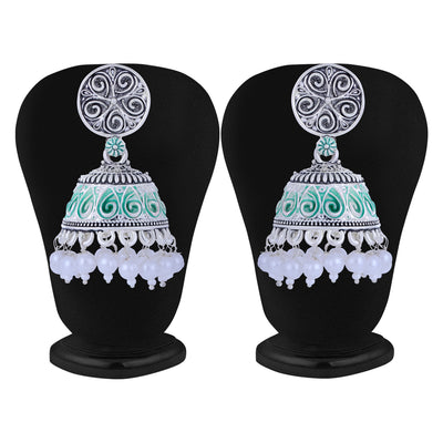 Sukkhi Adorable Oxidised Mint Collection Pearl Jhumki Earring For Women