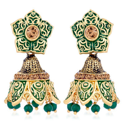 Sukkhi Ethnic LCT Gold Plated Mint Collection Jhumki Earring For Women