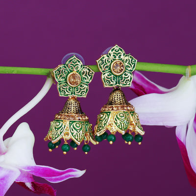 Sukkhi Ethnic LCT Gold Plated Mint Collection Jhumki Earring For Women