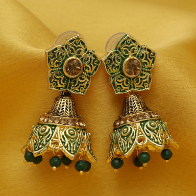 Sukkhi Ethnic LCT Gold Plated Mint Collection Jhumki Earring For Women