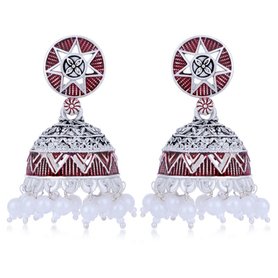 Sukkhi Trendy Oxidised Mint Collection Pearl Jhumki Earring For Women