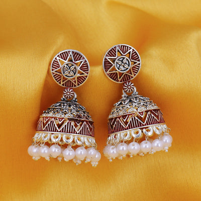 Sukkhi Trendy Oxidised Mint Collection Pearl Jhumki Earring For Women