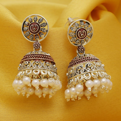 Sukkhi Spectacular Oxidised Mint Collection Pearl Jhumki Earring For Women