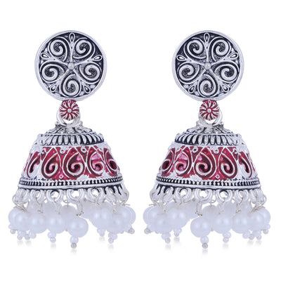 Sukkhi Sparkling Oxidised Mint Collection Pearl Jhumki Earring For Women