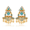 Sukkhi Impressive LCT Gold Plated Pearl Blue Mint Meena Collection Chandelier Earring For Women