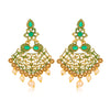 Sukkhi Lavish LCT Gold Plated Floral Pearl Green Mint Meena Collection Chandelier Earring For Women