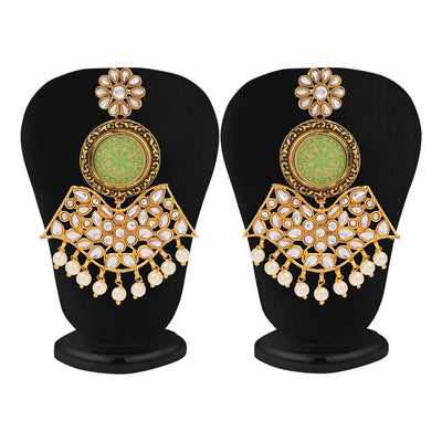 Sukkhi Equisite Gold Plated Mint Meena Collection Chandelier Earring for Women