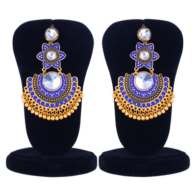 Sukkhi Elegant Gold Plated Floral Mint Meena Collection Chandbali Earrings For Women