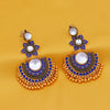 Sukkhi Elegant Gold Plated Floral Mint Meena Collection Chandbali Earrings For Women