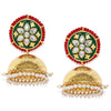 Sukkhi Pleasing Kundan Gold Plated Meenakari Pearl Jhumki Earring for Women