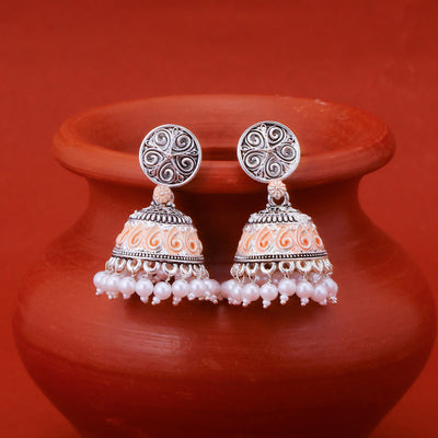 Sukkhi Amazing Oxidised Mint Meena Collection Pearl Jhumki Earring For Women