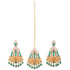 Sukkhi Cluster Gold Plated Mint Collection Earring and Maangtikka Set for Women