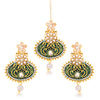 Sukkhi Glitzy Gold Plated Floral Dangle Earring & MaangTikka for Women