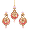 Sukkhi Dazzling LCT Gold Plated Mint Collection Chandbali Earring Maangtikka Set For Women