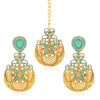 Sukkhi Marvellous Gold Plated Mint Meena Collection Chandelier Earring & MaangTikka for Women