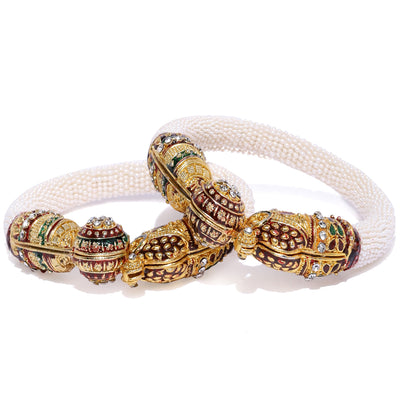 Sukkhi Modern Gold Plated Pearl Kada Set for Women