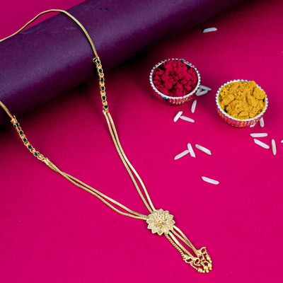 Sukkhi Glossy Gold Plated Floral Mangalsutra for Women