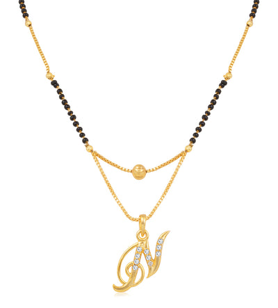 Sukkhi Stylish Gold Plated Letter "N" Mangalsutra for Women