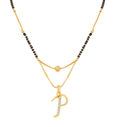 Sukkhi Delicate Gold Plated Letter "P" Mangalsutra for Women