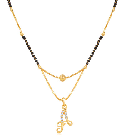 Sukkhi Glitzy Gold Plated Letter "A" Mangalsutra for Women