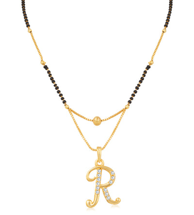 Sukkhi Classy Gold Plated Letter "R" Mangalsutra for Women