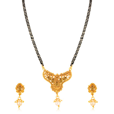 Sukkhi Modern Gold Plated LCT Stone Floral Mangalsutra for Women
