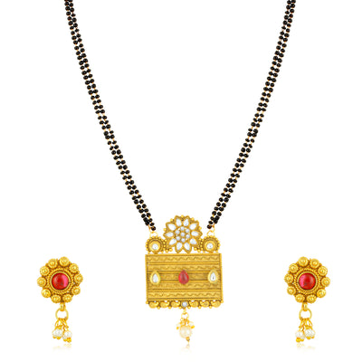 Sukkhi Classy Gold Plated Floral Floral Mangalsutra for Women