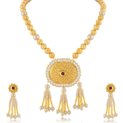 Sukkhi Artistically Gold Plated Bridal Necklace Set For Women