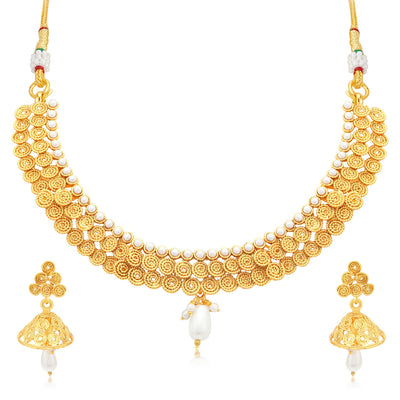 Sukkhi Modish Jalebi Gold Plated Collar Necklace Set For Women