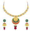 Sukkhi Gorgeous Temple Gold Plated AD Collar Necklace Set For Women