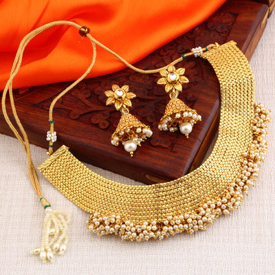 Sukkhi Bollywood Collection Reversible Alluring Floral Design Gold Plated Necklace Set for women