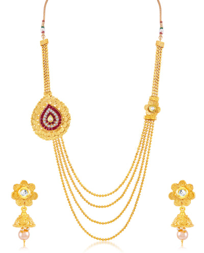 Sukkhi Alluring 4 String Jalegi Gold Plated Necklace Set for women