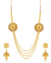 Sukkhi Beguiling 4 String Round Gold Plated Necklace set for women