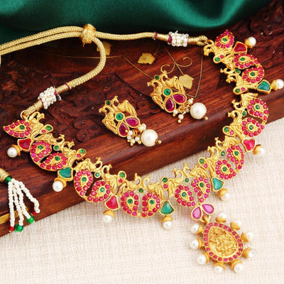 Sukkhi Bollywood Collection Classy Lakshmi Gold Plated Peacock Necklace Set For Women