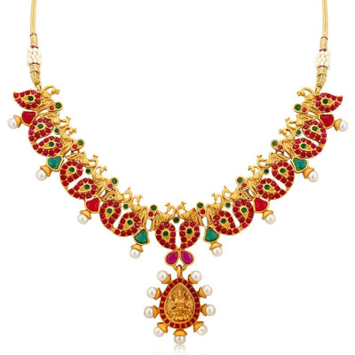 Sukkhi Bollywood Collection Classy Lakshmi Gold Plated Peacock Necklace Set For Women