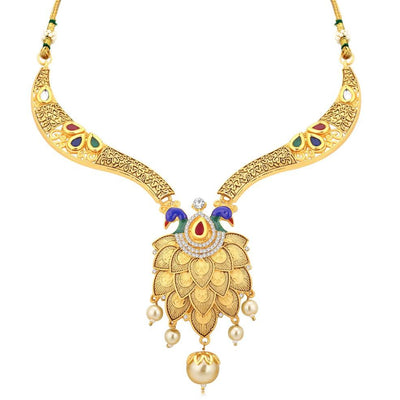 Sukkhi Bollywood Collection Incredible God Plated Peacock Necklace Set For Women