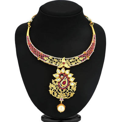 Sukkhi Dazzling Ad Gold Plated Necklace Set For Women