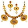 Sukkhi Estonish Gold Plated Red And Green Stone Necklace Set