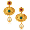 Sukkhi Estonish Gold Plated Red And Green Stone Necklace Set