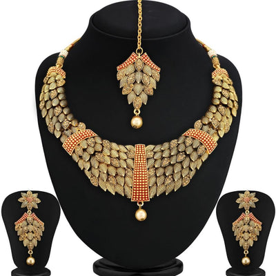 Sukkhi Bollywood Collection Blossomy Lct Stone Gold Plated Necklace Set For Women