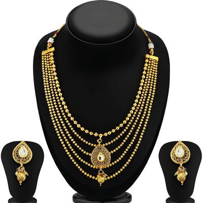 Sukkhi Trendy Gold Plated Five String Necklace Set For Women