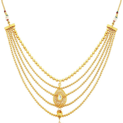 Sukkhi Trendy Gold Plated Five String Necklace Set For Women