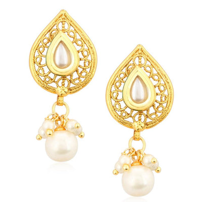 Sukkhi Brilliant Gold Plated White Pearl Necklace Set For Women