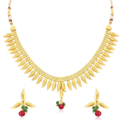 Sukkhi Blossomy Gold Plated Necklace Set For Women